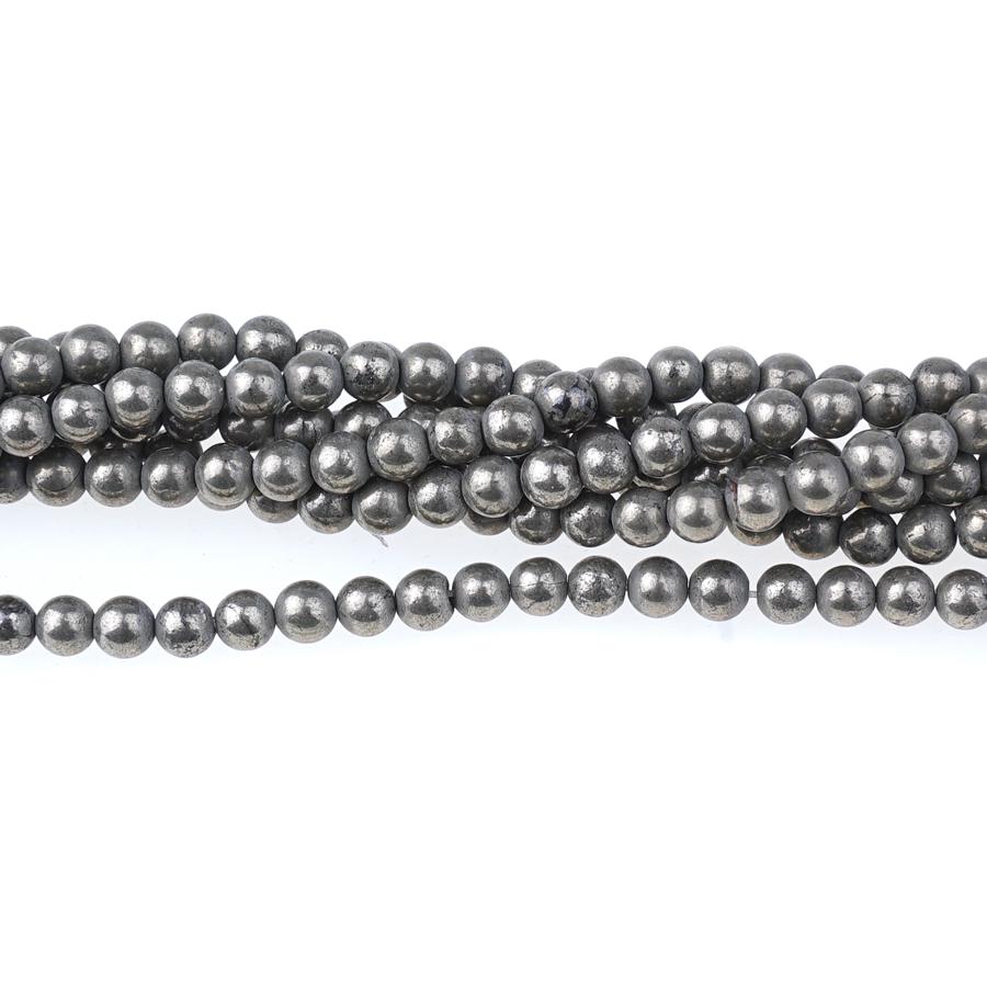 Pyrite 4mm Round Bead Strand 15-16 Inch