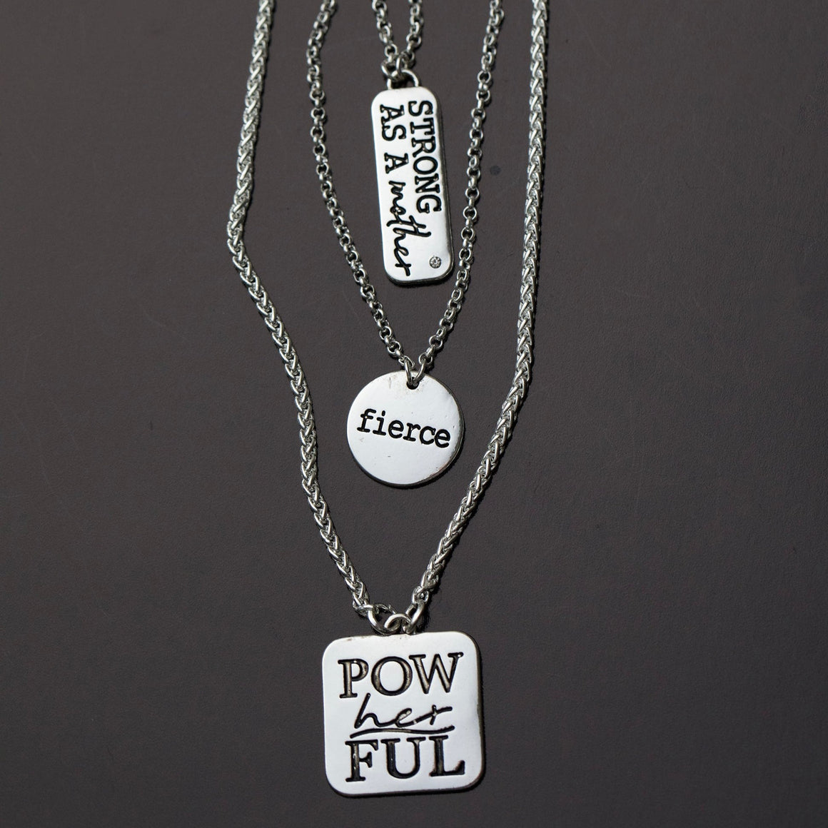 PowHERful 3 Piece Charm Set in Silver - "Strong As A Mother" "PowHERful" "Fierce" - GB Exclusive - Goody Beads