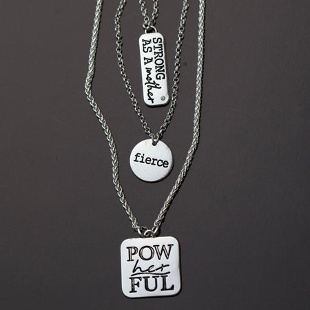 PowHERful 3 Piece Charm Set in Silver - "Strong As A Mother" "PowHERful" "Fierce" - GB Exclusive - Goody Beads