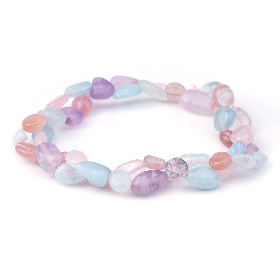 6-8X8-10mm Multi Pastel AQM/RQ/Lavender AME Quartz Natural Pebble - 15-16 Inch - Goody Beads