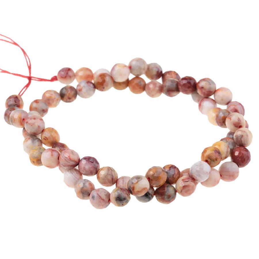 Red Crazy Lace Agate (Natural) 6mm Faceted Round 15-16 Inch