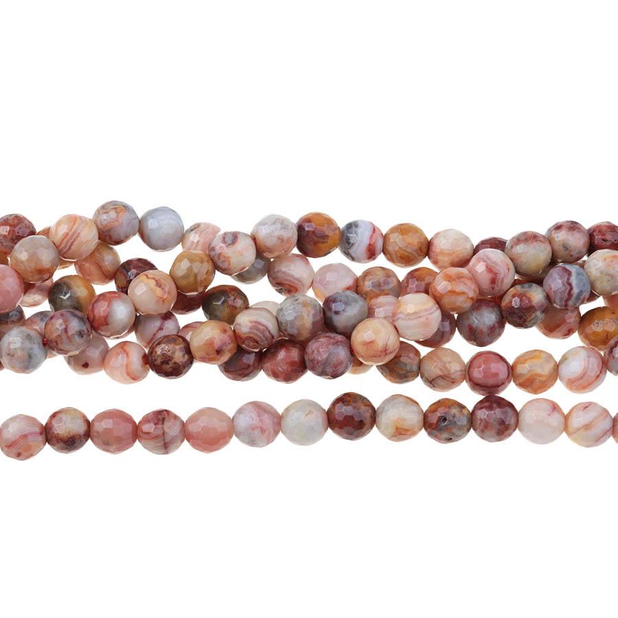 Red Crazy Lace Agate (Natural) 6mm Faceted Round 15-16 Inch