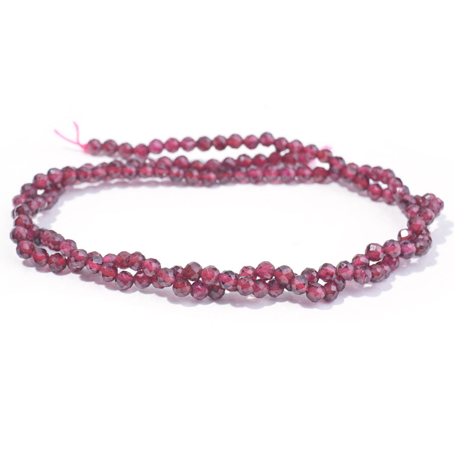 Red Garnet 3mm Round Faceted AA Grade - 15-16 Inch - Goody Beads