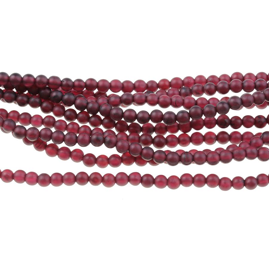 MATTE Red Garnet 4mm Round 8-Inch