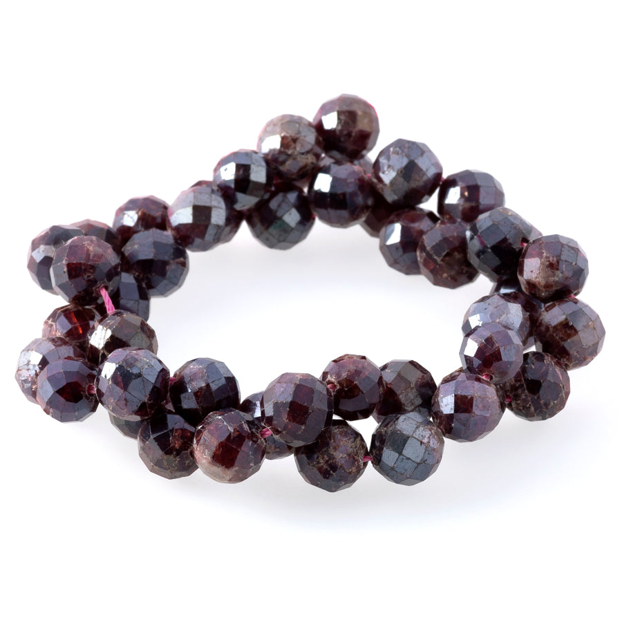 Red Garnet Plated 8mm Round Faceted - 15-16 Inch - Goody Beads