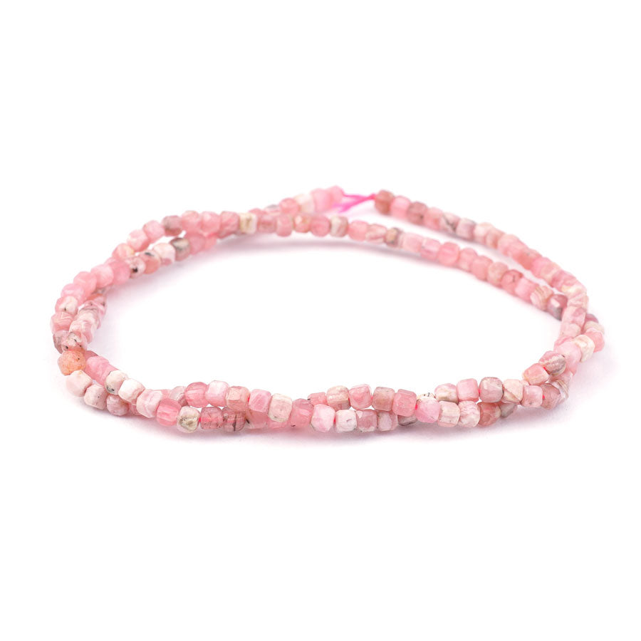 Rhodochrosite 2mm Table Cut Cube - 15-16 Inch - Goody Beads