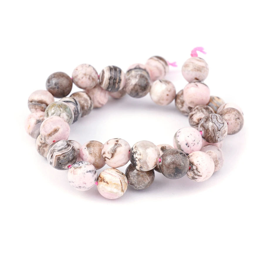 Rhodochrosite 10mm Round With Matrix - 15-16 Inch - Goody Beads