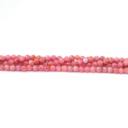 3mm Rhodonite Diamond Cut Round AA Grade - 15-16 Inch - Goody Beads