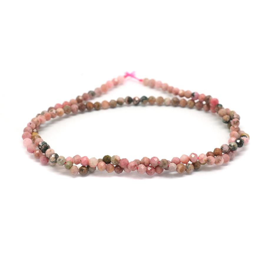 Rhodonite Faceted, Banded 3mm Round - 15-16 Inch