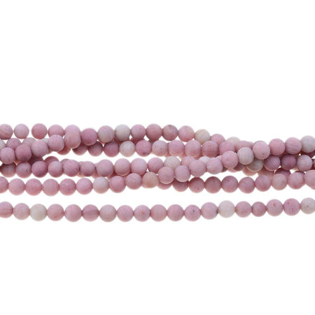 MATTE Rhodonite 4mm Round 15-16 Inch