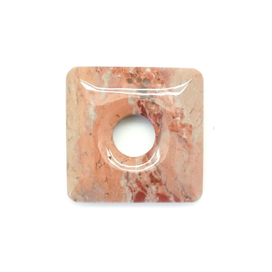 Red Porcelain Jasper  40mm Square Donut - Pendant