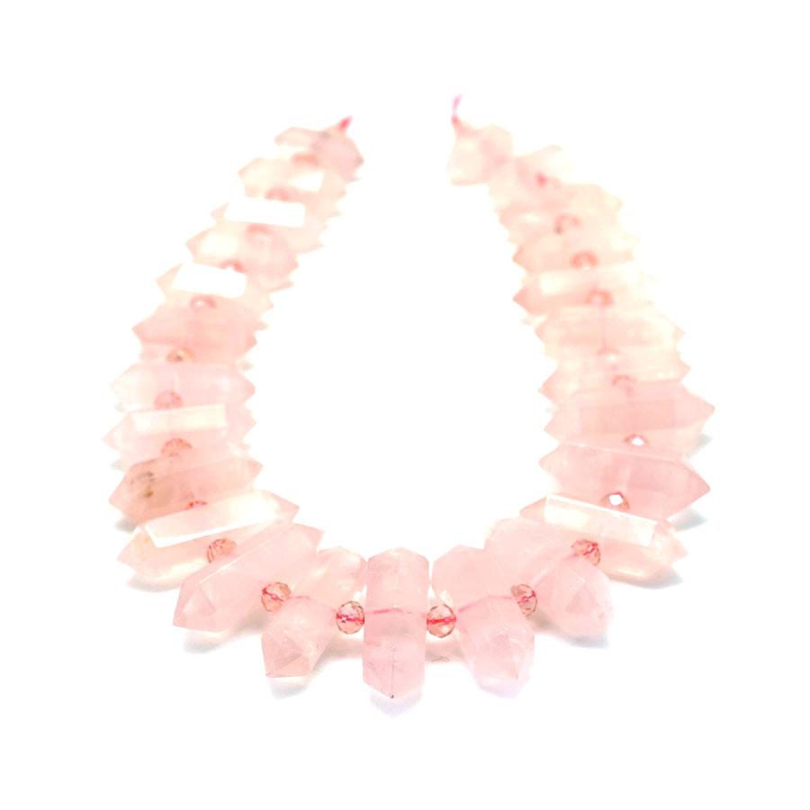 Rose Quartz  12x22-50mm Graduated Point - 15-16 Inch