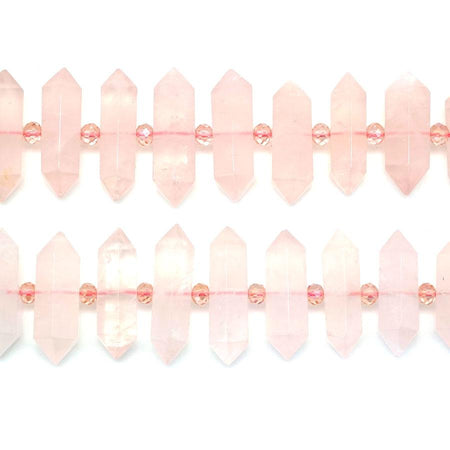 Rose Quartz  12x22-50mm Graduated Point - 15-16 Inch