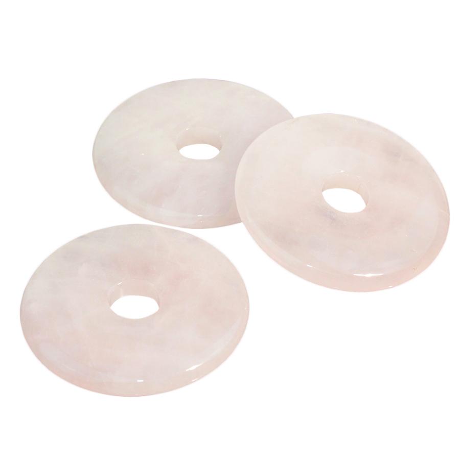 Rose Quartz 40mm Donut Pendant - Goody Beads