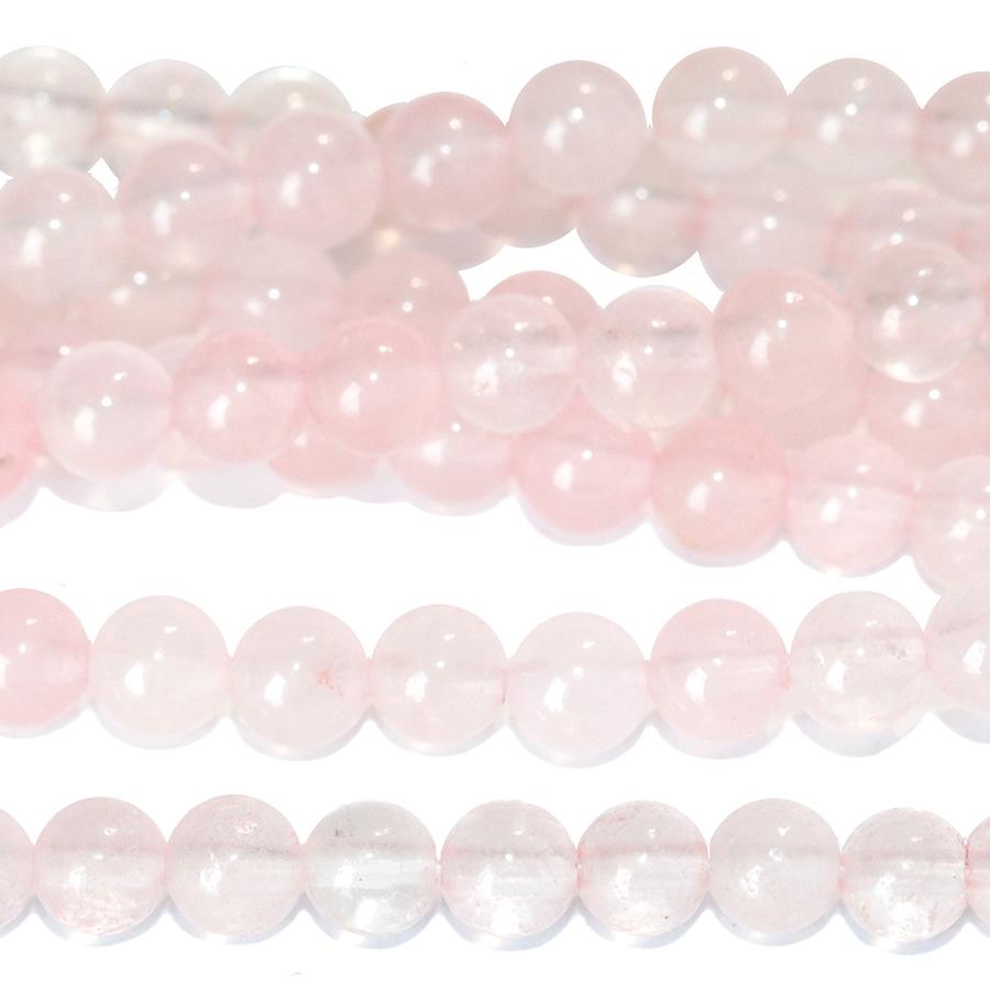Rose Quartz 4mm Round 8-Inch - Goody Beads
