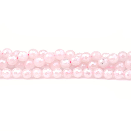 Rose Quartz Plated 6mm Round Faceted - 15-16 Inch - Goody Beads