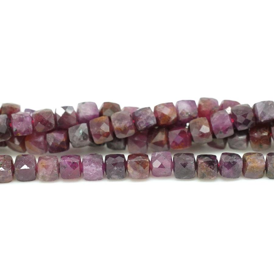 Ruby Faceted 4x4mm Cube - 15-16 Inch