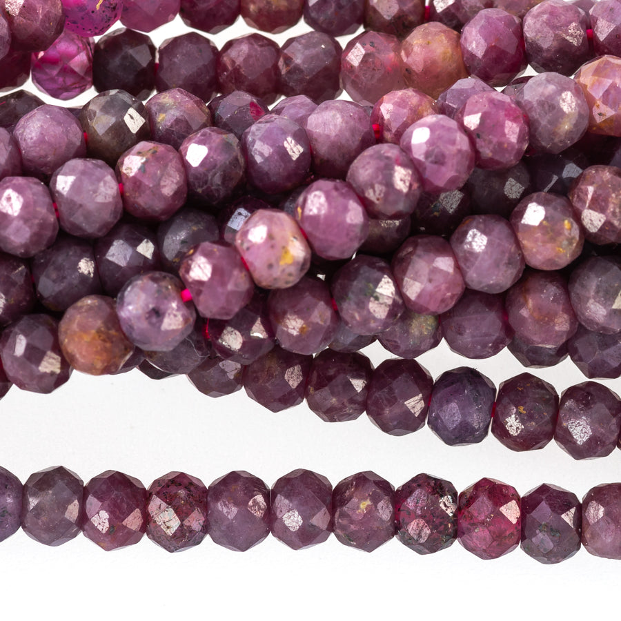 Ruby 4mm Rondelle Faceted - 15-16 Inch