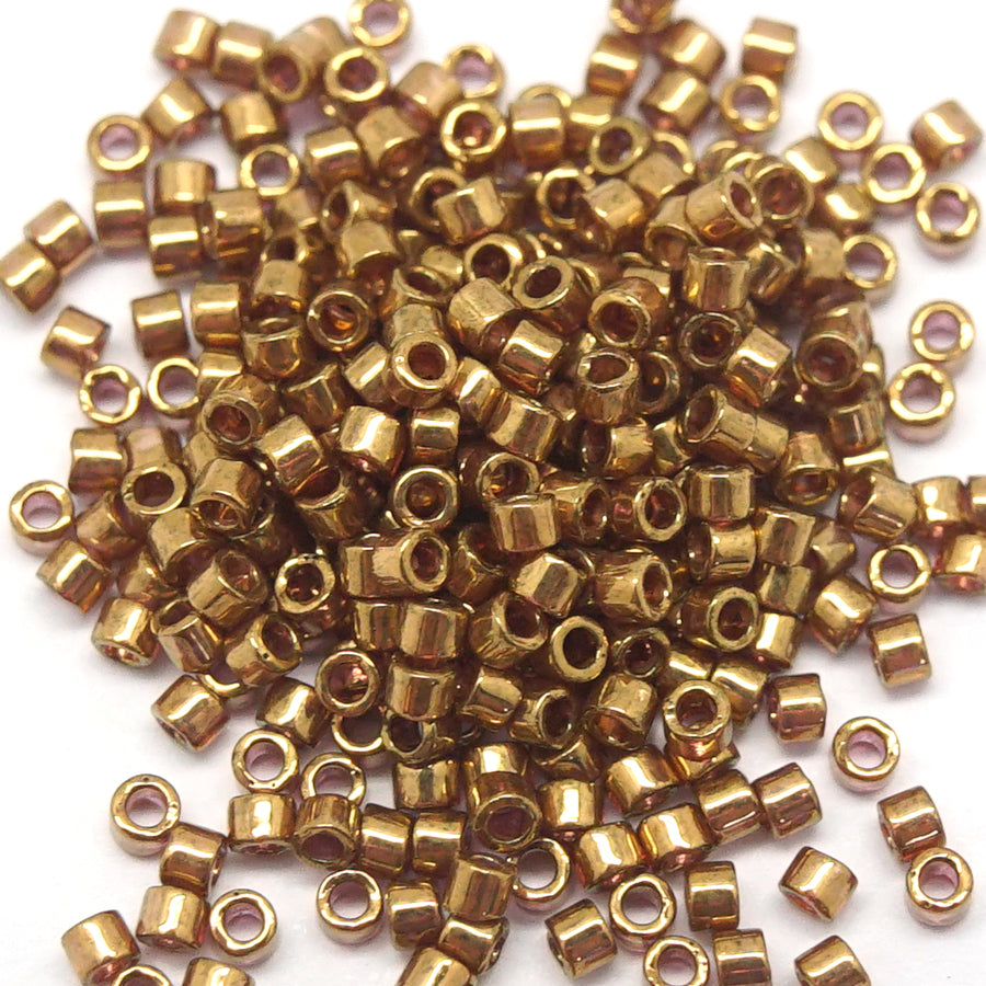 DB115 11/0 Transparent Luster Metallic Rose Gold Delica Seed Beads Tube - Goody Beads