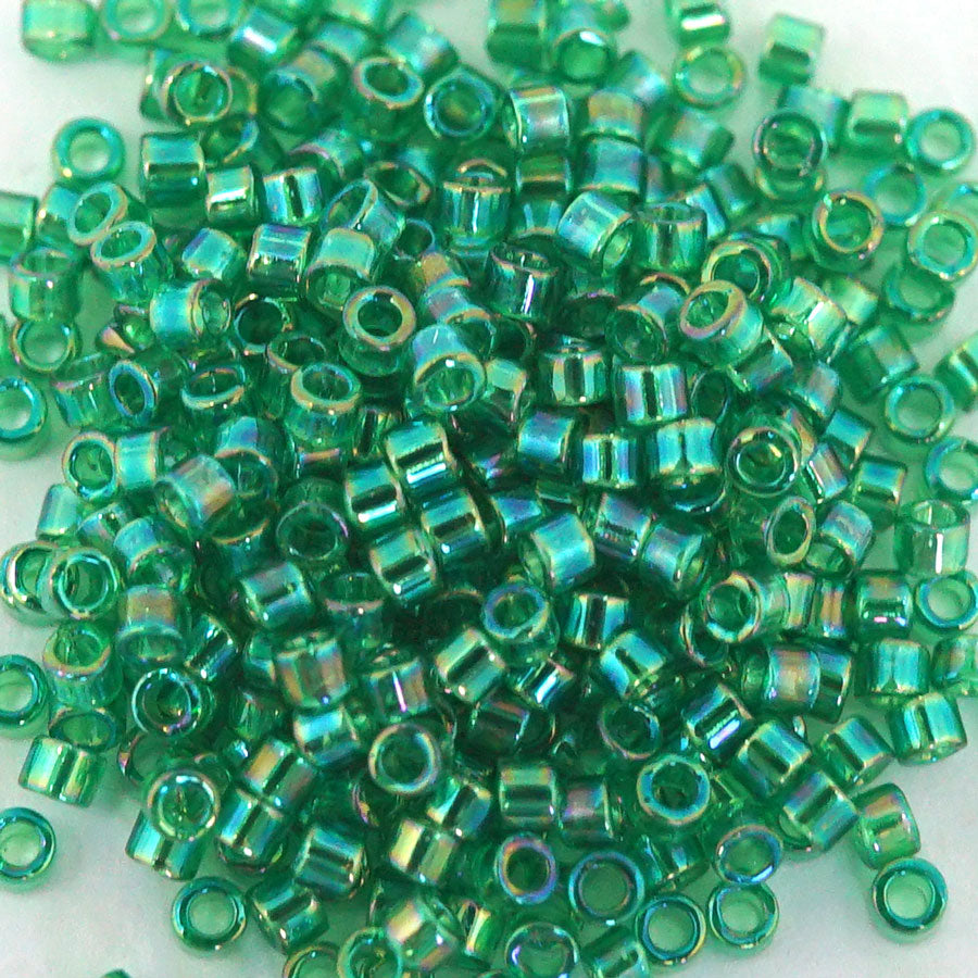 DB152 11/0 Transparent Green AB Miyuki Delica Seed Beads Tube - Goody Beads