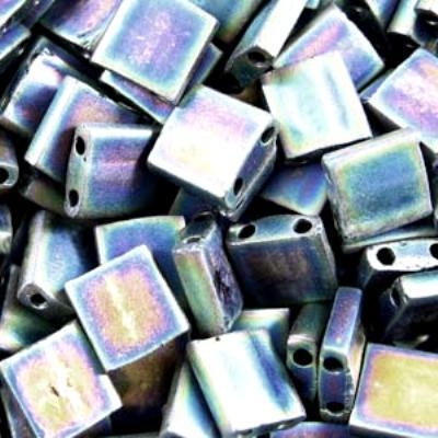 TL401FR-TB Matte Black AB Tila Beads Tube - Goody Beads