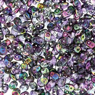 DU0500030-95500 Crystal Magic Violet Grey SuperDuo Two Hole Czech Seed Beads Tube - Goody Beads