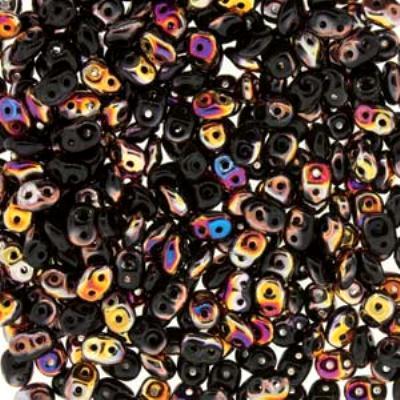 DU0523980-29500 Jet Sliperit SuperDuo Two Hole Czech Seed Beads Tube - Goody Beads