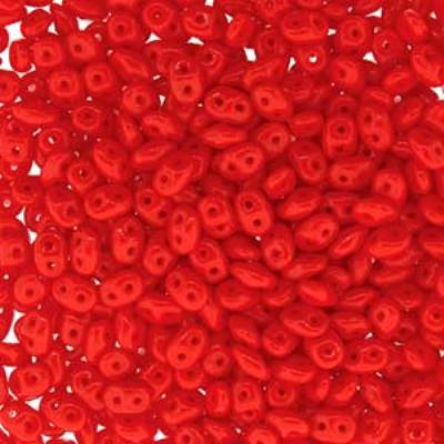 DU0593200  Coral Red SuperDuo Two Hole Czech Seed Beads Tube - Goody Beads