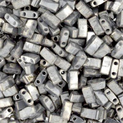 TLH1865-TB Galvanized Grey Luster Miyuki 1/2 Cut Tila Beads Tube - Goody Beads