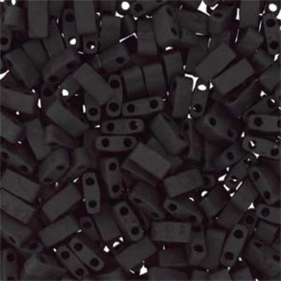 TLH401F-TB Matte Black Miyuki 1/2 Cut Tila Beads Tube - Goody Beads