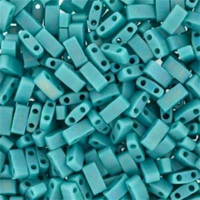 TLH412FR-TB Matte Opaque Turquoise AB Miyuki 1/2 Cut Tila Beads Tube - Goody Beads