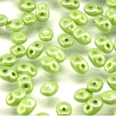 DU0503000-14457 Chalk Green Luster Light SuperDuo Two Hole Czech Seed Beads Tube - Goody Beads