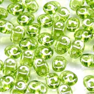 DU0550230-14400 Olivine White Luster SuperDuo Two Hole Czech Seed Beads Tube - Goody Beads