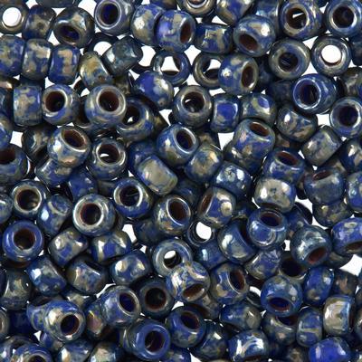 MTB07-33050-43400 Opaque Blue Picasso 7/0 Matubo Czech Glass Seed Beads - Goody Beads