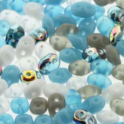 DU05MIX122 Misty Morning SuperDuo Two Hole Czech Seed Beads Tube - Goody Beads