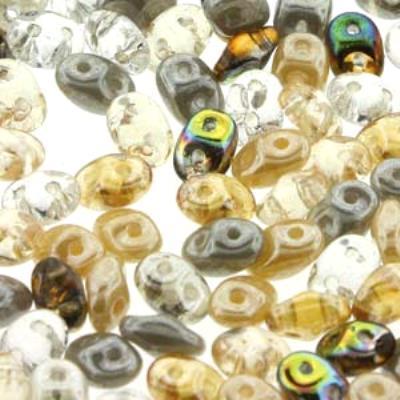 DU05MIX143 Moonstone SuperDuo Two Hole Czech Seed Beads Tube - Goody Beads