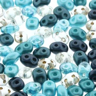 DU05MIX152 Caribbean Seas SuperDuo Two Hole Czech Seed Beads Tube - Goody Beads