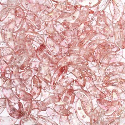 10mm Luster Transparent Topaz/Pink 2-Hole Crescent CzechMates Czech Glass Beads - Goody Beads