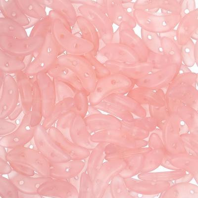 10mm Matte Milky Pink 2-Hole Crescent CzechMates Czech Glass Beads - Goody Beads