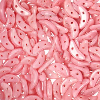 10mm Coral Pink 2-Hole Crescent CzechMates Czech Glass Beads - Goody Beads