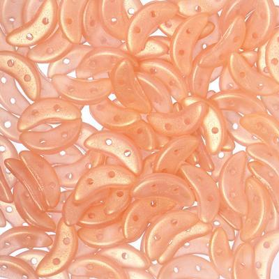 10mm Sueded Gold Milky Pink 2-Hole Crescent CzechMates Czech Glass Beads - Goody Beads