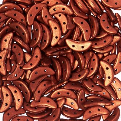 10mm Matte Metallic Antique Copper 2-Hole Crescent CzechMates Czech Glass Beads - Goody Beads