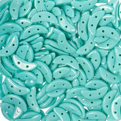 10mm Turquoise 2-Hole Crescent CzechMates Czech Glass Beads - Goody Beads