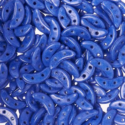 10mm Opaque Snorkel Blue 2-Hole Crescent CzechMates Czech Glass Beads - Goody Beads