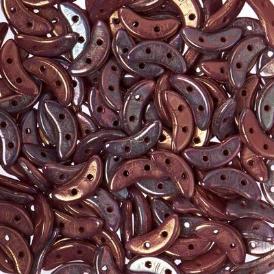 10mm Oxidized Bronze Berry 2-Hole Crescent CzechMates Czech Glass Beads - Goody Beads