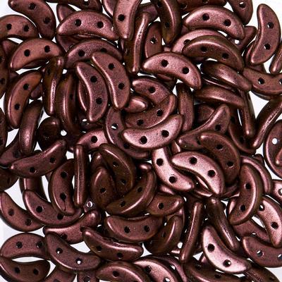 10mm Polychrome Copper Rose 2-Hole Crescent CzechMates Czech Glass Beads - Goody Beads