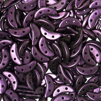 10mm Polychrome Black Currant 2-Hole Crescent CzechMates Czech Glass Beads - Goody Beads