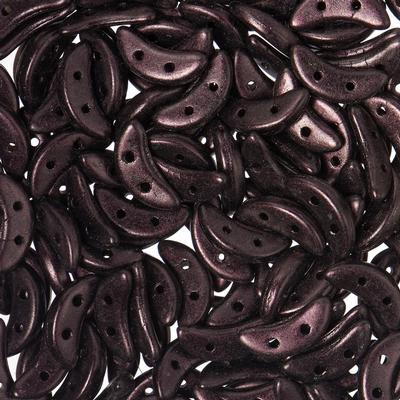 10mm Metallic Suede Dark Plum 2-Hole Crescent CzechMates Czech Glass Beads - Goody Beads