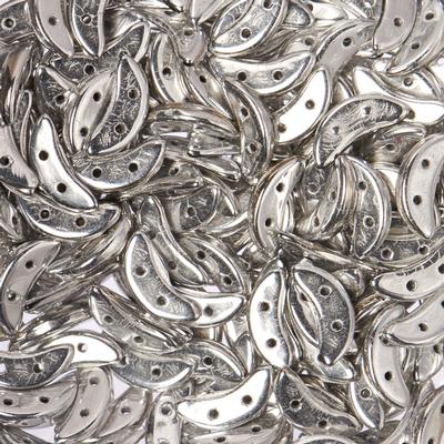 10mm Silver 2-Hole Crescent CzechMates Czech Glass Beads - Goody Beads