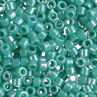 DB166 11/0 Opaque Turquoise AB Delica Seed Beads Tube - Goody Beads